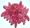30 18x7mm Six Sided Raspberry Marble Oval Beads